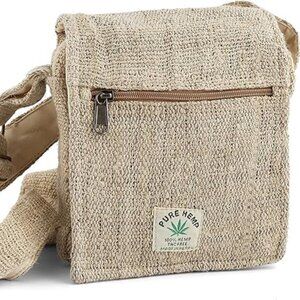 Hemp Sidepack - Natural Boho Crossbody Bag for Women or Men - Small